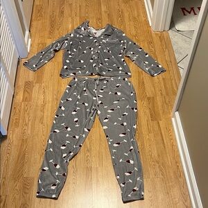 Gray Women’s Pajamas with Fun Red Wine Print